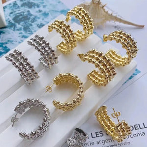 3 Pairs Round Hoop Earrings Women Silver Earrings Jewelry