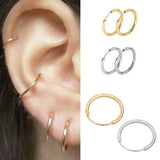 3 Pairs Copper Small Hoop Earrings Silver Nose Ring Accessories