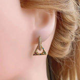 3 Pairs Women Hoop Earring Geometric CZ Rainbow Jewelry Triangle Earing