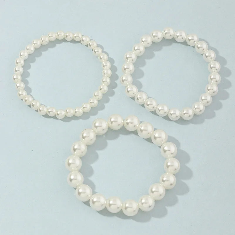 3 Pc/Set Kids' Pearl Bracelet Elastic Bangles Princess Gift