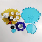 3 Pcs Afro Female Beauty Head Keychain Silicone Molds