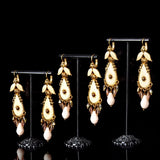 3 Pcs Alloy Earrings Display T-Shape Stand Jewelry Holder Black/Silver