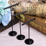 3 Pcs Alloy Earrings Display T-Shape Stand Jewelry Holder Black/Silver