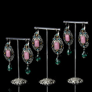 3 Pcs Alloy Earrings Display T-Shape Stand Showcase Jewelry Organizer Holder