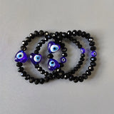 3 Pcs Heart-shaped Evil Eye Beaded Bangle Set