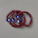 3 Pcs Heart-shaped Evil Eye Beaded Bangle Set