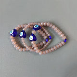 3 Pcs Heart-shaped Evil Eye Beaded Bangle Set