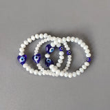 3 Pcs Heart-shaped Evil Eye Beaded Bangle Set