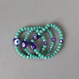 3 Pcs Heart-shaped Evil Eye Beaded Bangle Set