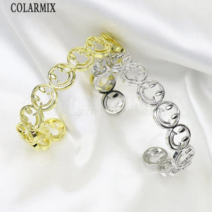 3 Pcs Crystal Charms Smile Face Bangle Hollow Jewelry Punk Bangle 31941