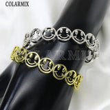 3 Pcs Crystal Charms Smile Face Bangle Hollow Jewelry Punk Bangle 31941