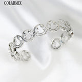 3 Pcs Crystal Charms Smile Face Bangle Hollow Jewelry Punk Bangle 31941