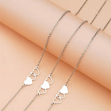 3 Pcs Heart Butterfly Pendant Necklace Stainless Steel Chain Jewelry
