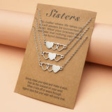 3 Pcs Heart Butterfly Pendant Necklace Stainless Steel Chain Jewelry