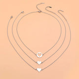 3 Pcs Heart Butterfly Pendant Necklace Stainless Steel Chain Jewelry