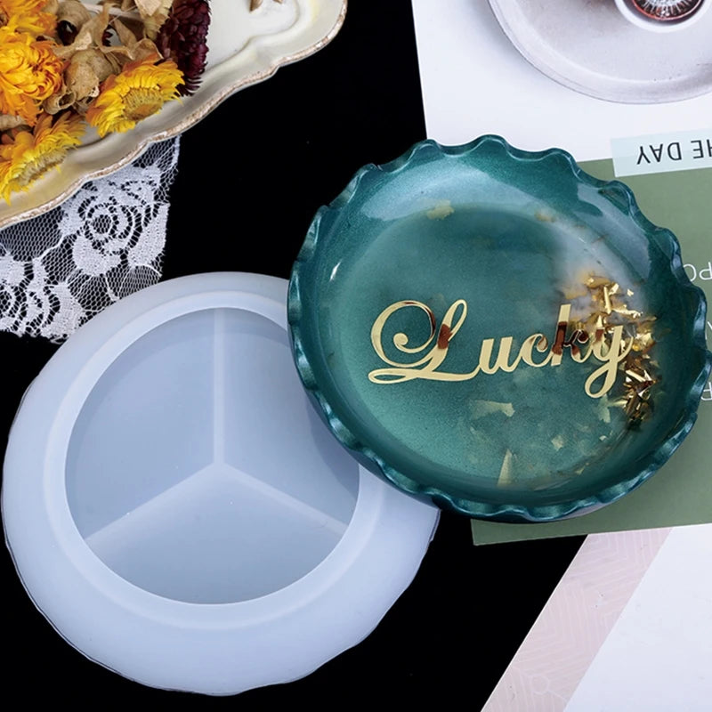 3 Pcs DIY Dish Tray Plate Silicone Mould Set Jewelry Container Making Tools