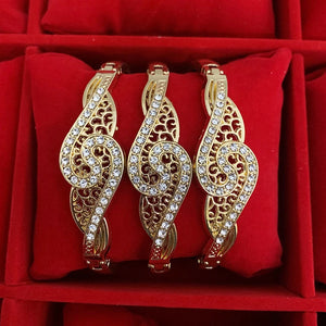 3 Pcs Rhinestone Cuff Bracelet Bangle Women Arabic Ethnic Jewelry