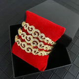 3 Pcs Rhinestone Cuff Bracelet Bangle Women Arabic Ethnic Jewelry