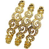 3 Pcs Rhinestone Cuff Bracelet Bangle Women Arabic Ethnic Jewelry