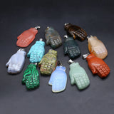 3 Pcs Hand Shape Healing Crystal Pendants Agate Charms for Jewelry Necklace