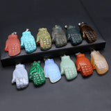 3 Pcs Hand Shape Healing Crystal Pendants Agate Charms for Jewelry Necklace