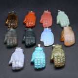 3 Pcs Hand Shape Healing Crystal Pendants Agate Charms for Jewelry Necklace