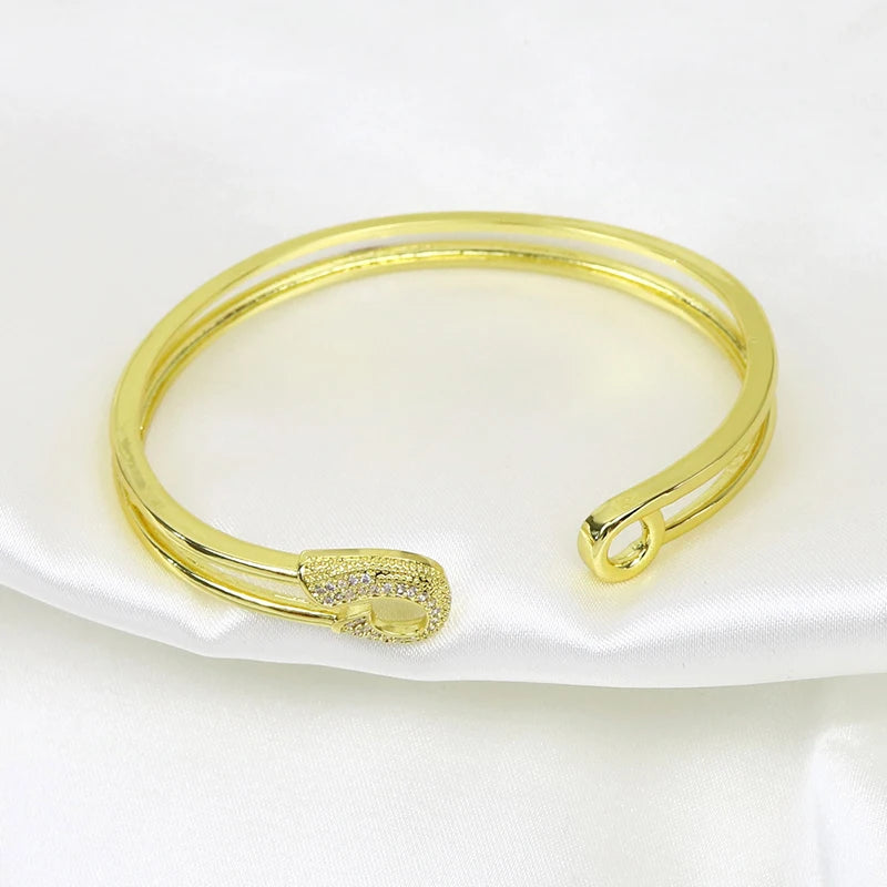 Set of 3 High Zircon Creativity Clasp Bangles
