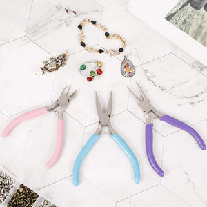3-Pc Jewelry Pliers Kit for Repairs and Making with Round Nose and Wire Chain