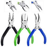 3 Pcs Jewelry Pliers Set - 6 in 1 Nylon Nose Pliers Curved Nose Pliers
