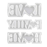 3 Pcs LOVE FAMILY HOME Crystal Epoxy Resin Mold DIY Crafts Silicone Mould