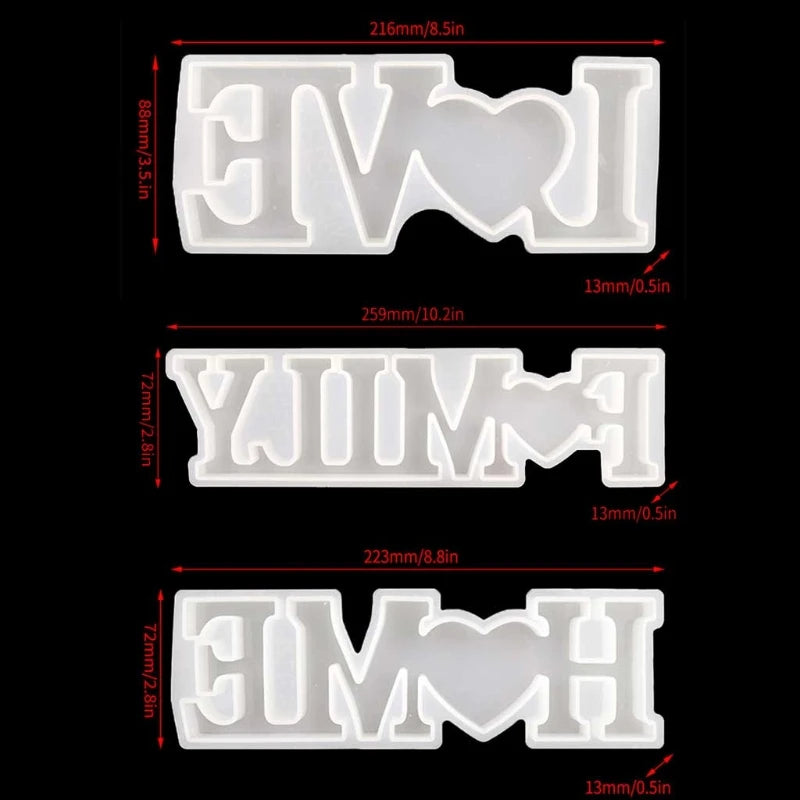 3 Pcs Alphabet Decorations Crystal Epoxy Resin Mould