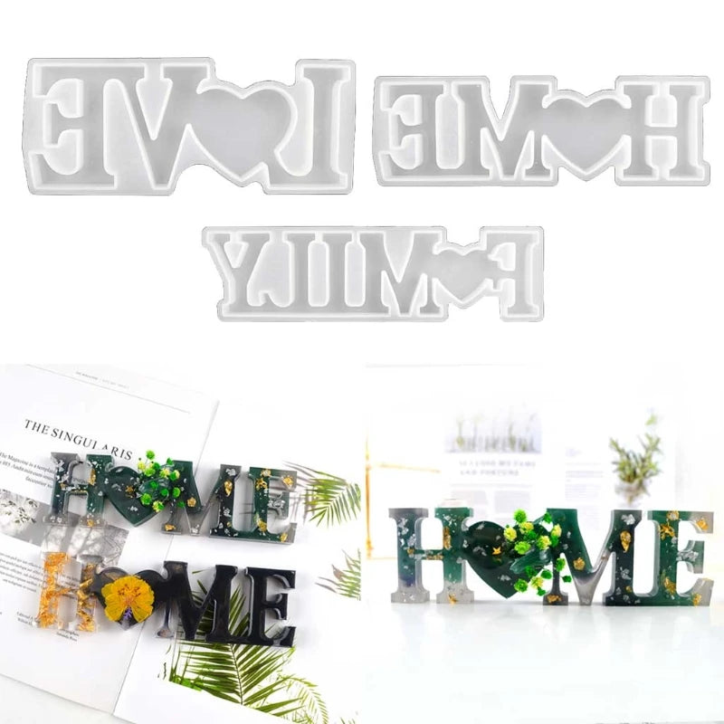 3 Pcs LOVE FAMILY HOME Crystal Epoxy Resin Mould