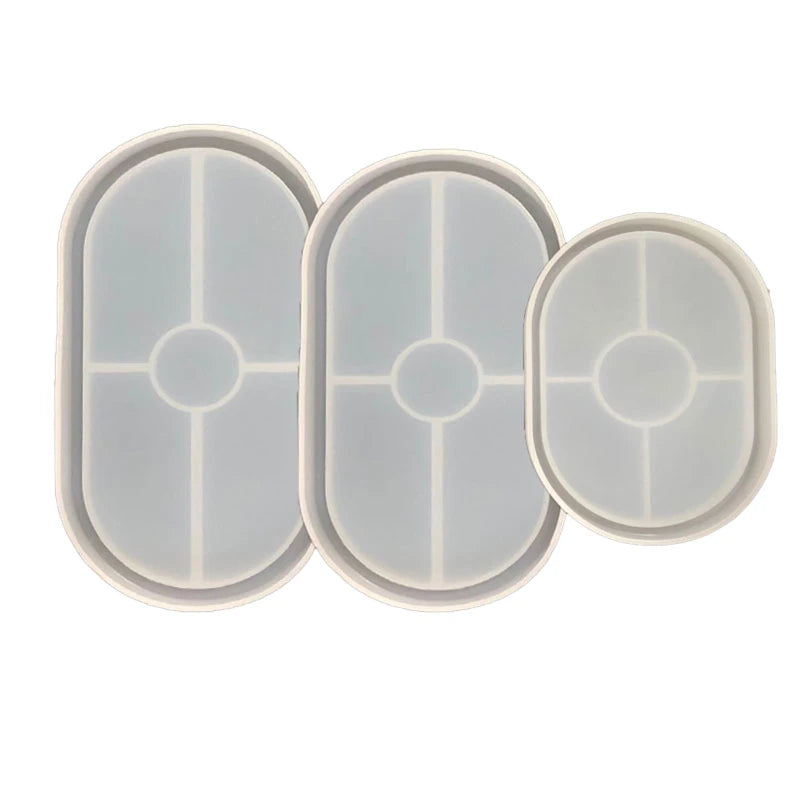 3 Pcs Oval Trays Epoxy Resin Mold Coaster Ashtray Silicone Mould DIY Crafts