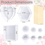3-Pc Large Resin Molds Set - Square/Hexagon/Heart Bookends & Round Epoxy Molds