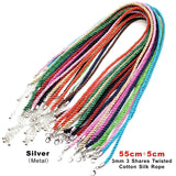 3 Pcs 3mm 3-Strand Rope Adjustable Braided Necklaces & Pendants