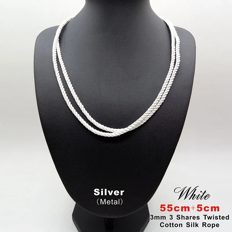 3 Pcs 3mm 3-Strand Rope Adjustable Braided Necklaces & Pendants