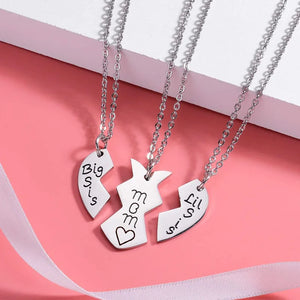 3 Pcs Family Keychains Puzzle Heart Charm Pendant Mom Daughter Sisters Love