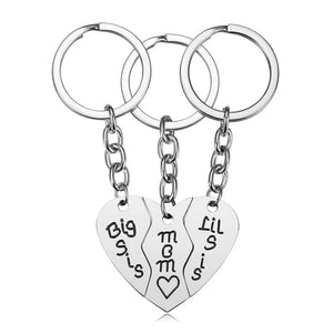 3 Pcs Family Keychains Puzzle Heart Charm Pendant Mom Daughter Sisters Love