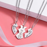3 Pcs Family Keychains Puzzle Heart Charm Pendant Mom Daughter Sisters Love