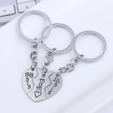 3 Pcs Family Keychains Puzzle Heart Charm Pendant Mom Daughter Sisters Love
