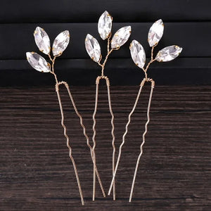 3 Pcs Silver Rhinestone Hair Pins Bridal Headpiece