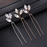 3 Pcs Silver Rhinestone Hair Pins Bridal Headpiece