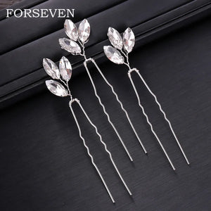 3 Pcs Silver Rhinestone Hair Pins Bridal Headpiece