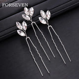 3 Pcs Silver Rhinestone Hair Pins Bridal Headpiece