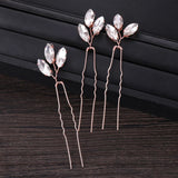 3 Pcs Silver Rhinestone Hair Pins Bridal Headpiece