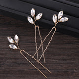 3 Pcs Silver Rhinestone Hair Pins Bridal Headpiece