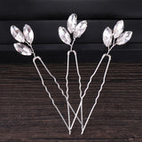 3 Pcs Silver Rhinestone Hair Pins Bridal Headpiece