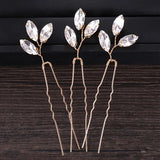 3 Pcs Silver Rhinestone Hair Pins Bridal Headpiece