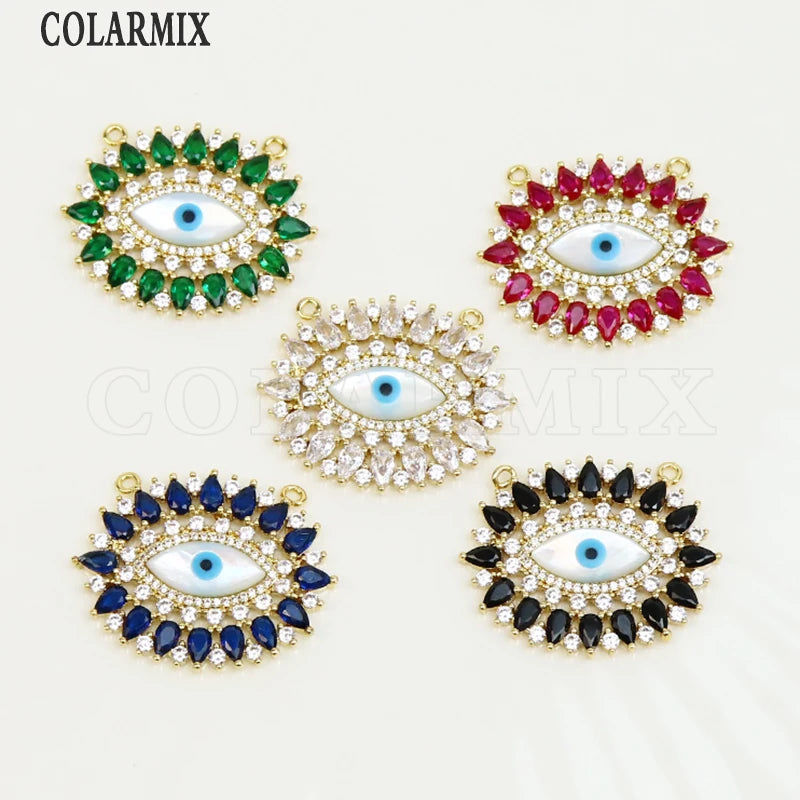 3 Pcs Mix Zircon Eyes Pendant Charms for Necklace Making