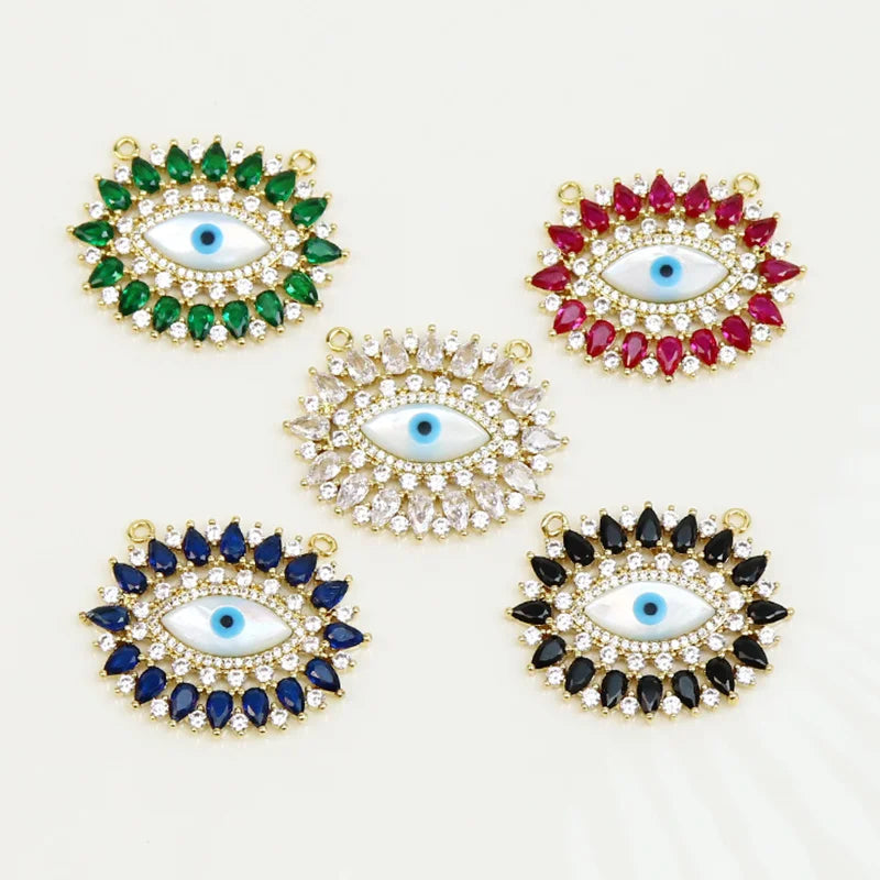 3 Pcs Mix Zircon Eyes Pendant Charms for Necklace Making